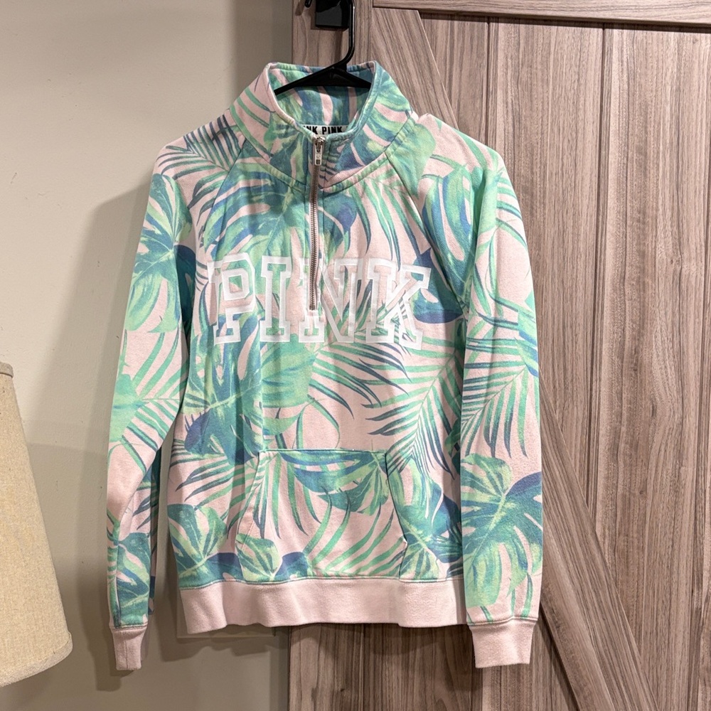 PINK Victoria’s secret Tropical Print Quarter-Zip Pullover